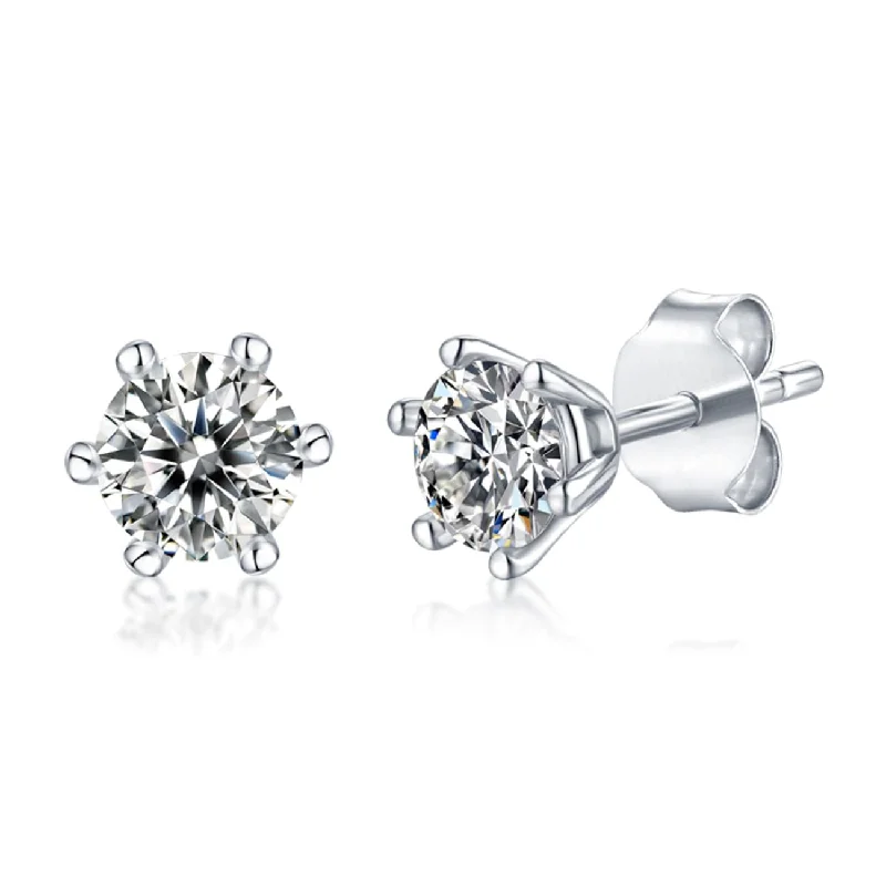 Earrings Life Test-Monfort Moissanite Round Solitaire Stud Earrings