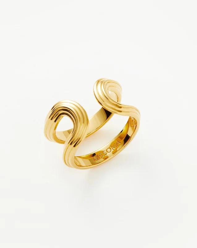 Rings For Flat Pop-Zenyu Link Ridge Open Ring | 18ct Gold Vermeil