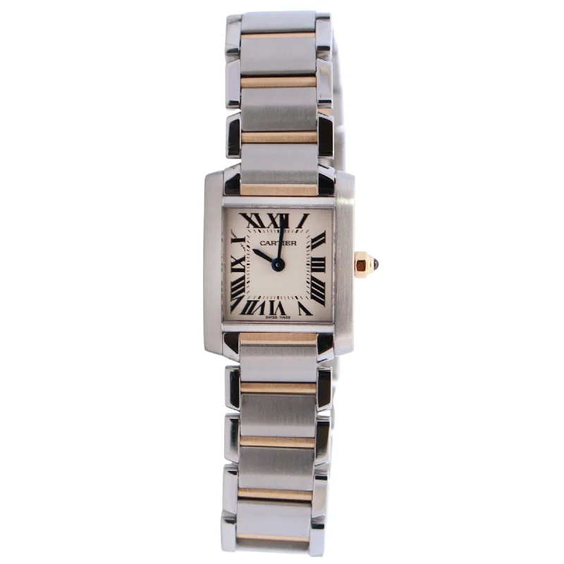 Watches For Nighttime Looks-Cartier Tank 20mm White Dial Watch Ref# W51007Q4