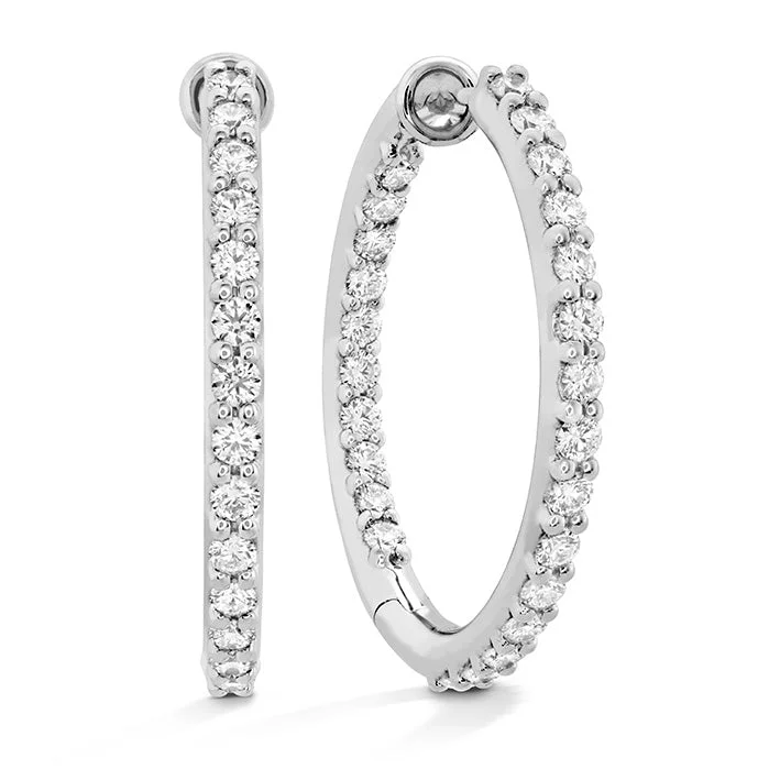 Earrings For Long Features-Hearts On Fire Classic Inside Out Hoope Medium Diamond Earrings