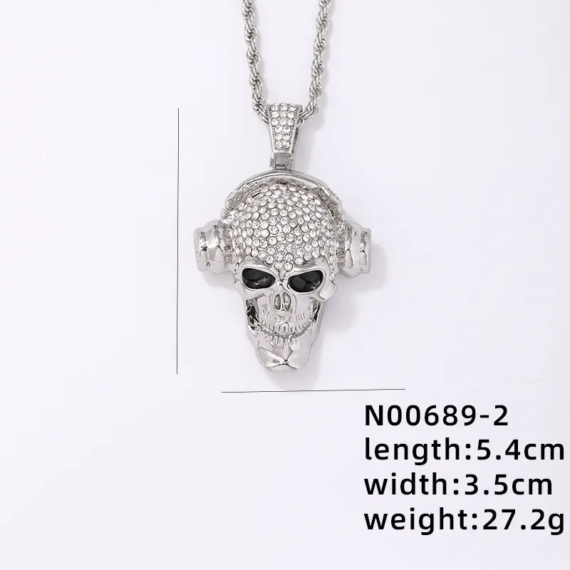 Silver Skull Pendant 0.3 * 60cm Hemp Flowers Chain