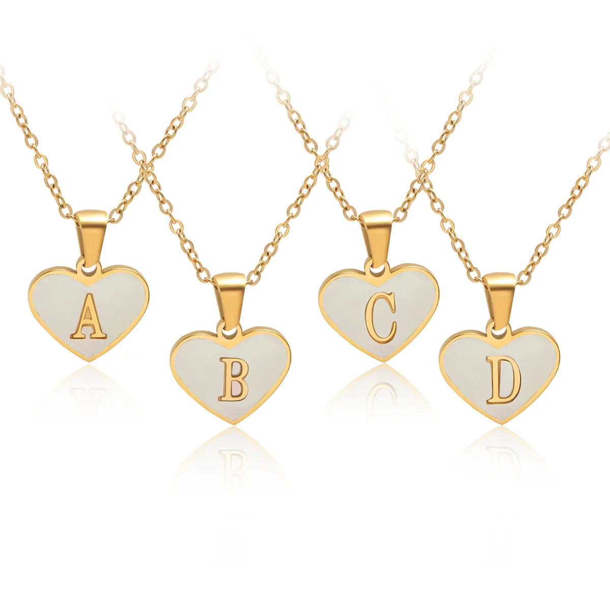 Necklaces For Low Cuts-Casual Letter Stainless Steel Plating Inlay Shell Gold Plated Pendant Necklace