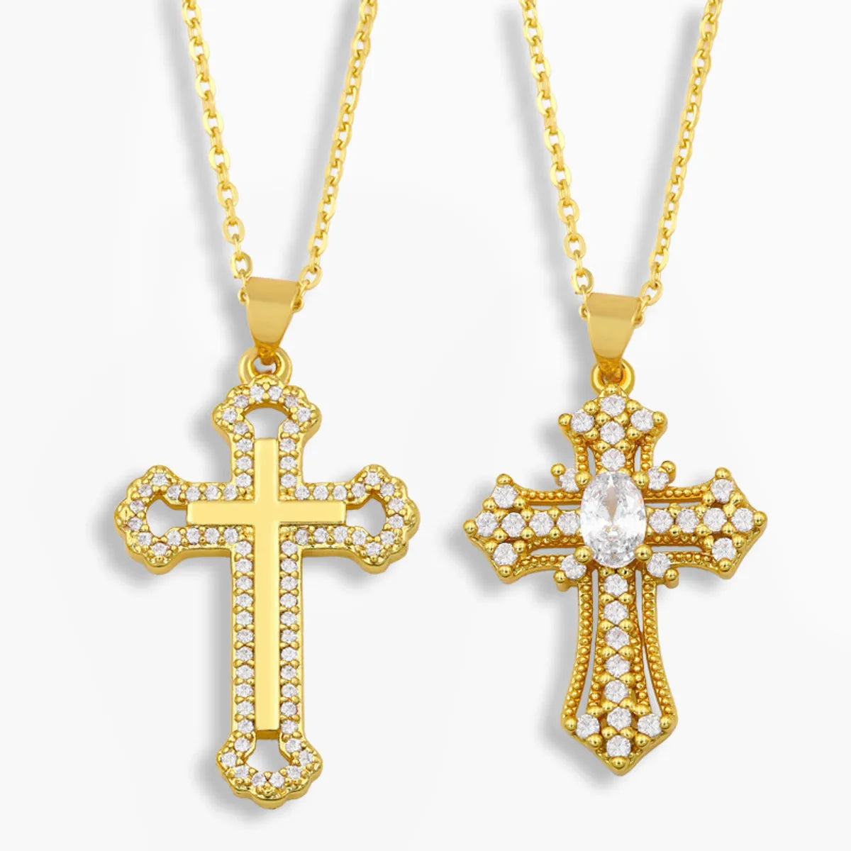 Top Necklaces For Fast Wear-Retro Cross Simple Diamond Cross Necklace