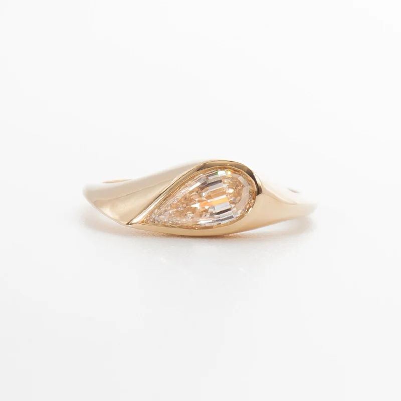 Rings For Holiday Gifts-1.05 ct Lab-Grown Step-cut Pear Diamond Elation Signet Ring