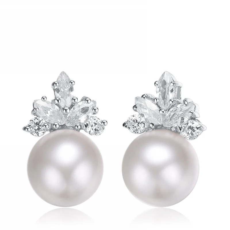 Earrings For Casual Dates-Brigitte Pearl Marquise Earrings