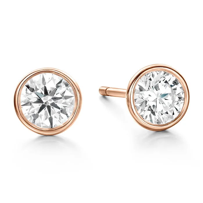 Earrings With Star Shapes-Hearts On Fire Classic Bezel Stud Diamond Earrings