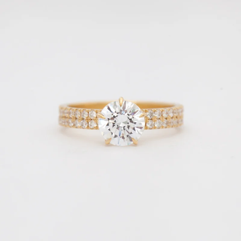 Rings For Park Outings-Maxi Pavé Vault Five-Prong Solitaire