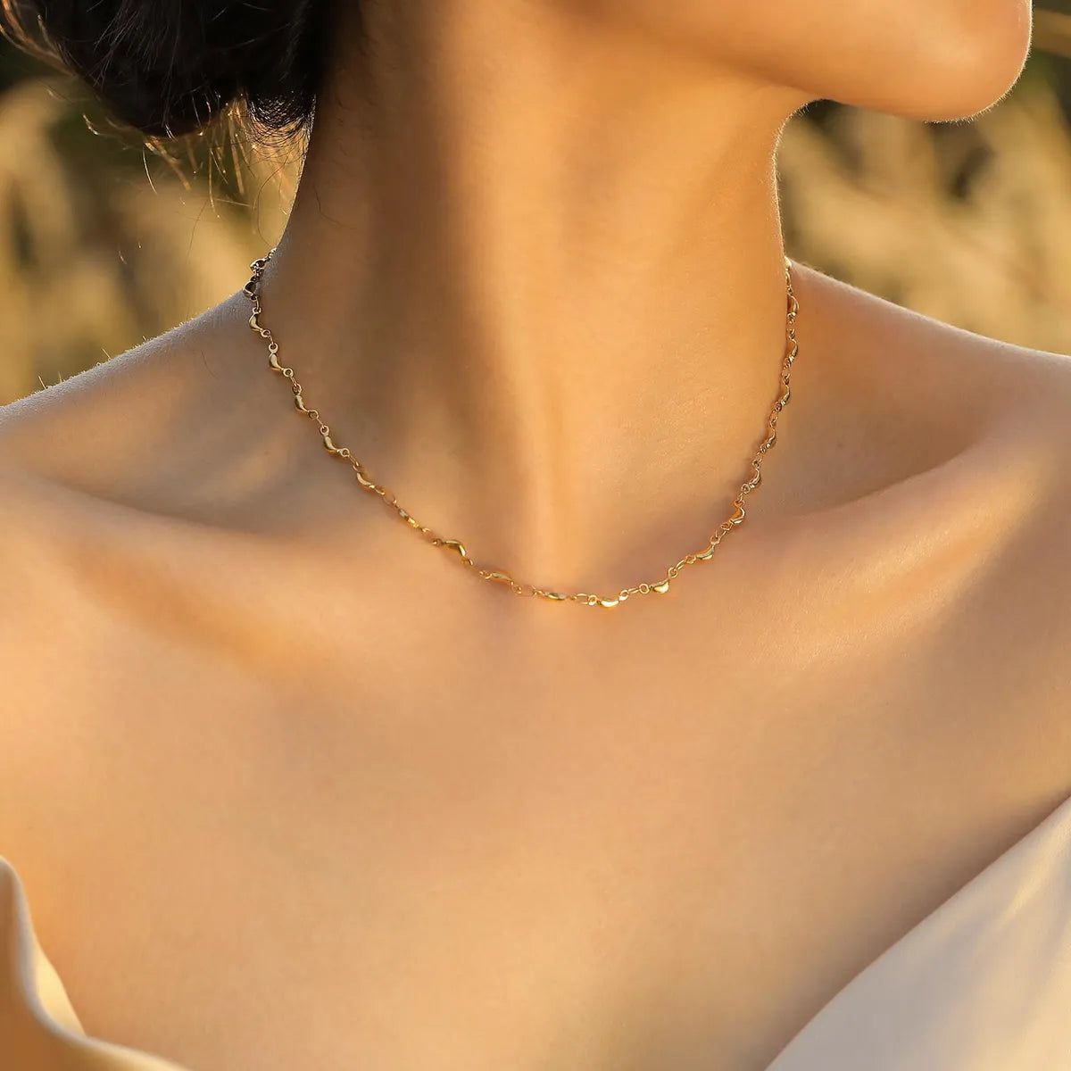 Necklaces With Fun Shapes-Stainless Steel 18K Gold Plated Simple Style Geometric Necklace