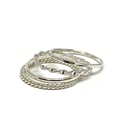 Low Fit Rings-Four Stack Ring: Sterling Silver (RS4/40_) Available in Sizes 6-8