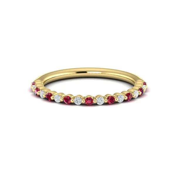 Rings For Country Wear-Ruby & Diamond Band in 14K Yellow Gold