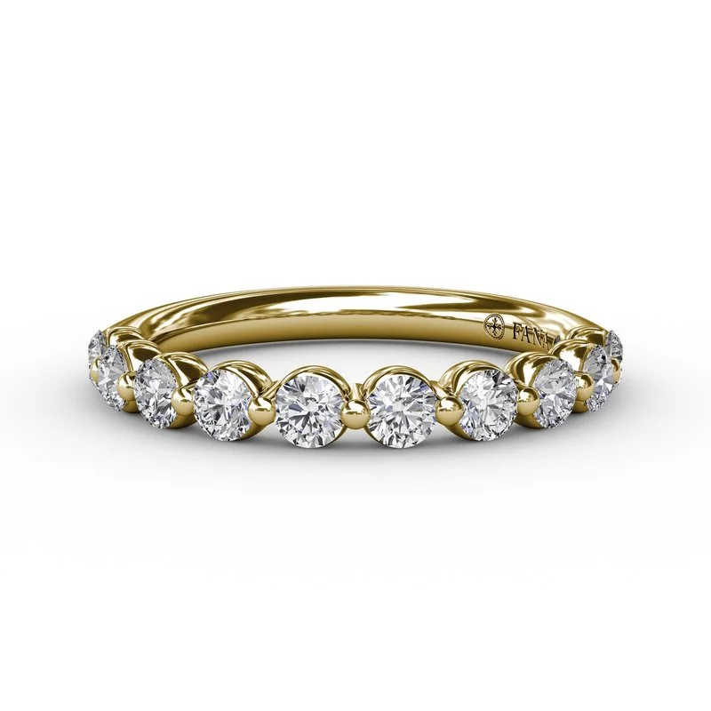 Rings For Winter Glow-Diamond Single-Prong Wedding Band in 14K Yellow Gold