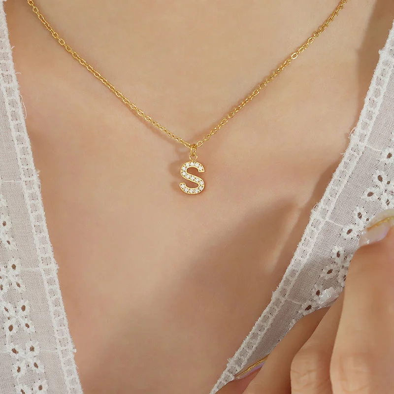 P1344-S Letter Gold Necklace 40 5cm