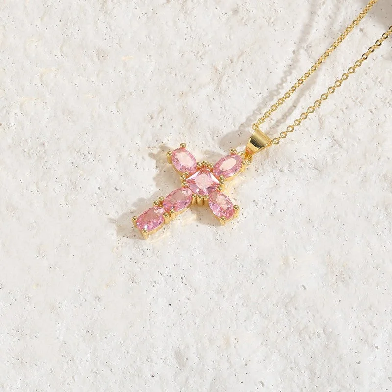 Pink Zircon Cross