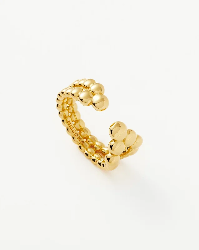 Rings For Gala Events-Beaded Open Ring | 18ct Gold Vermeil