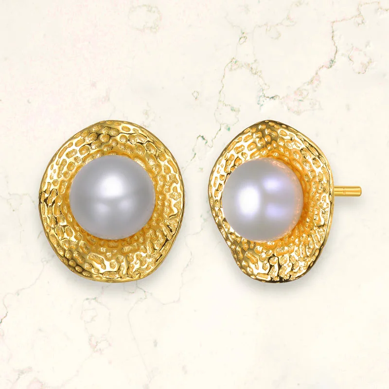 Earrings Selection Guide-Delphine Pearl Golden Boho Stud Earrings