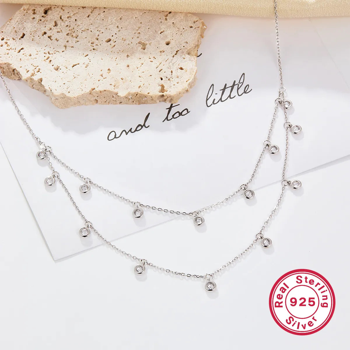 Necklaces With Bold Chains-Elegant Glam Luxurious Round Sterling Silver Plating Inlay Zircon White Gold Plated Double Layer Necklaces