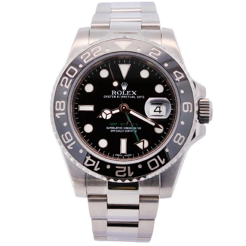 Simple Watches For Ease-Rolex GMT-Master II 40mm Black Dial Watch Ref# 116710LN