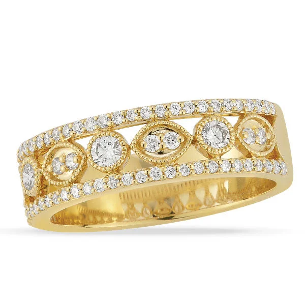 Rings For Deep Shades-Grown Eyelet Diamond Band in 14K Yellow Gold