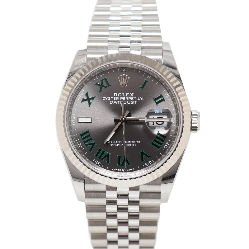 Watches With Luminous Hands-Rolex Datejust 36mm Wimbledon Dial Watch Ref# 126234