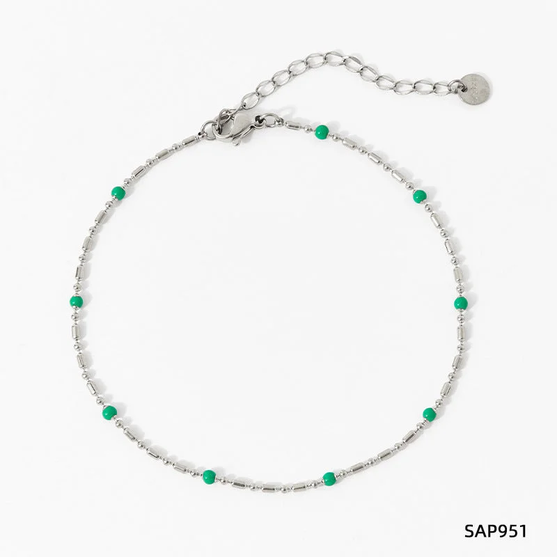 Sap951 Bracelet Silver + Emerald Green