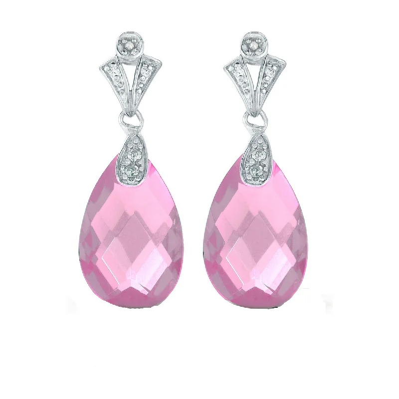 Earrings Touch Guide-Dauphine Pink Teardop Earrings