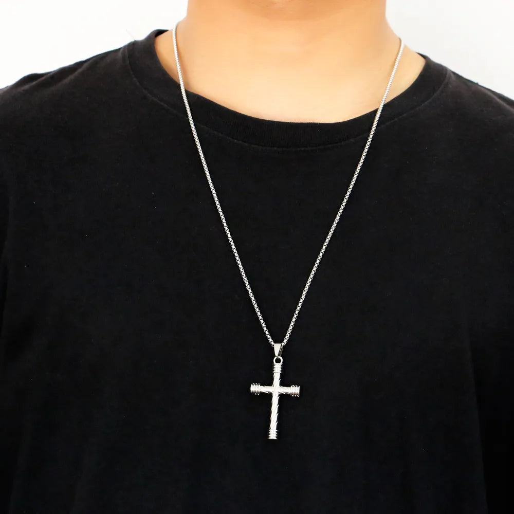 Necklaces For Petite Frames-Hip-Hop Punk Cool Style Cross Stainless Steel Alloy Plating Unisex Pendant Necklace Long Necklace