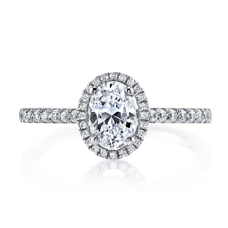 Chunky Rings For Drama-Solitaire Ring Setting With Diamond Halo and Band