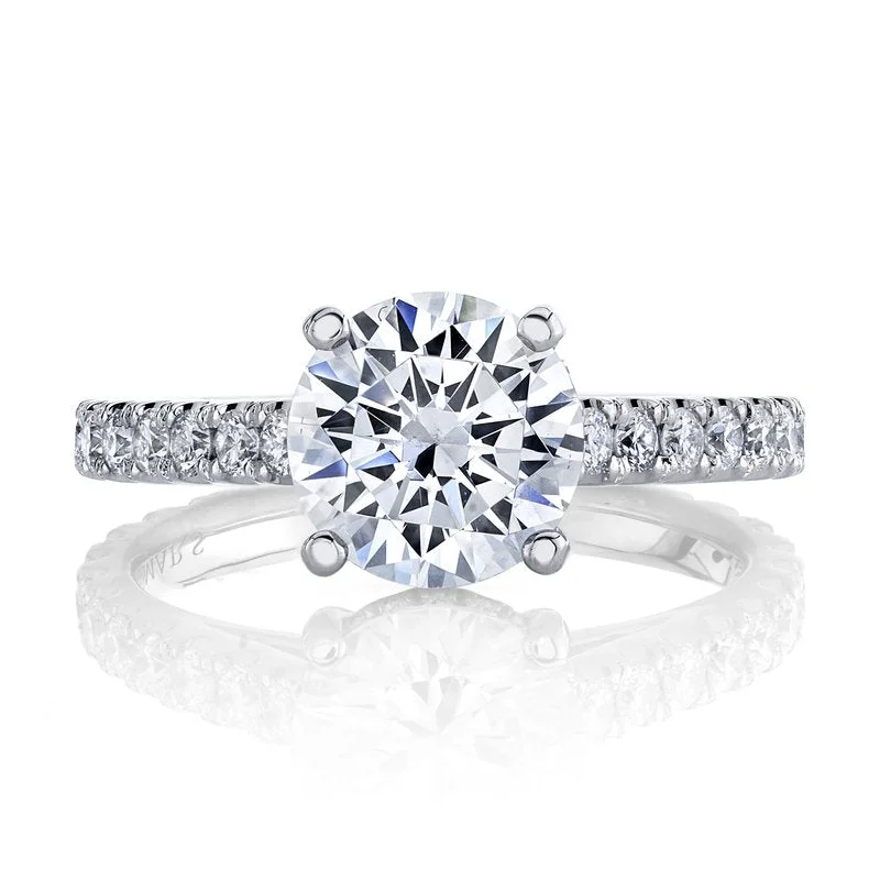 Rings For Show Nights-Solitaire ring Setting With Diamond Band and Hidden Halo