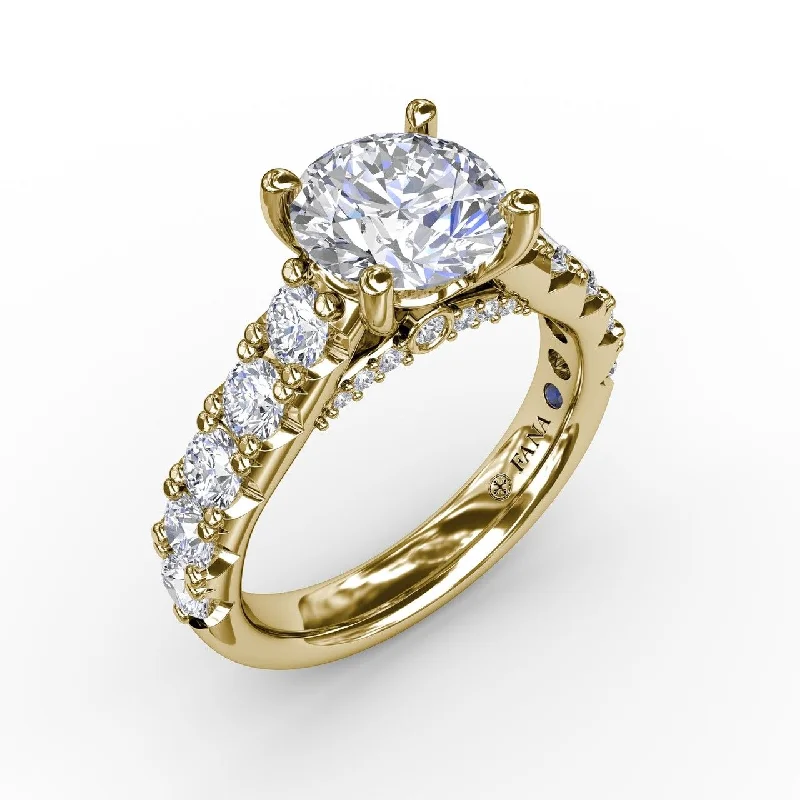 Rings With Hard Fit-Diamond Round Engagement Ring in 14K Yellow Gold