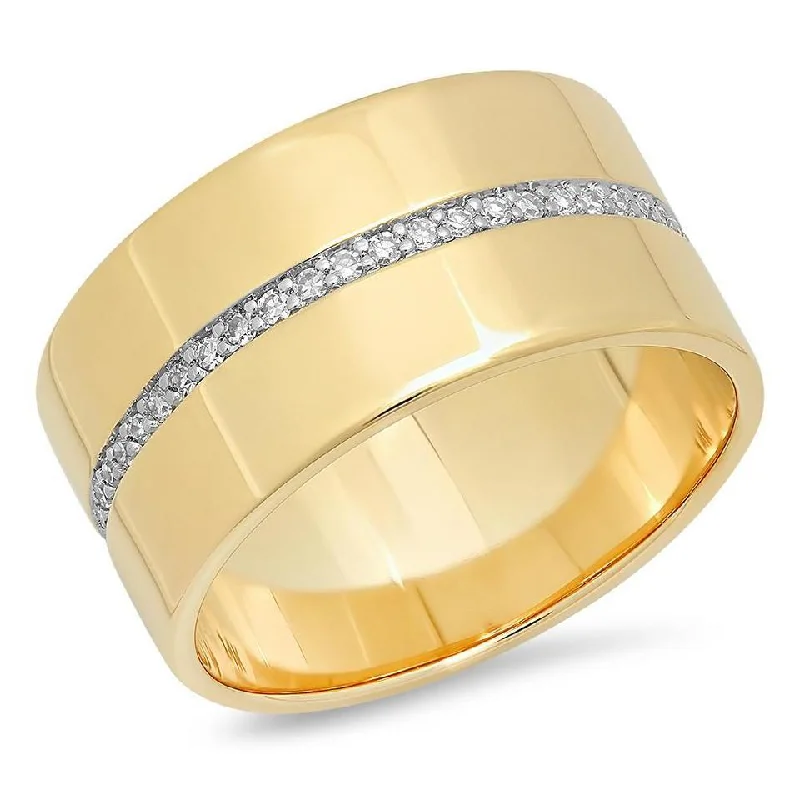 Rings For Slack Looks-Cigar Band with Diamond Row Ring