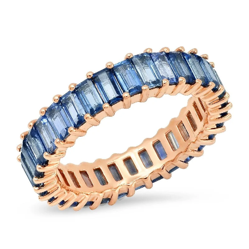 Rings For Thin Use-Sapphire Vertical Baguette Eternity Band Ring