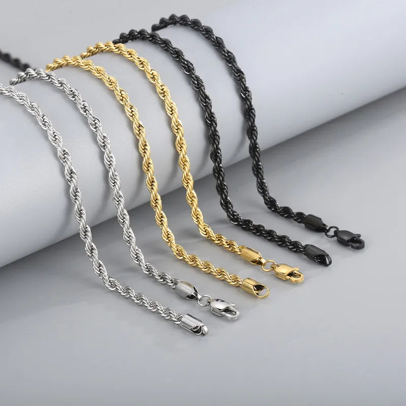 Necklaces For Mix Sets-Simple Style Twist Stainless Steel Plating 18K Gold Plated Women'S Necklace