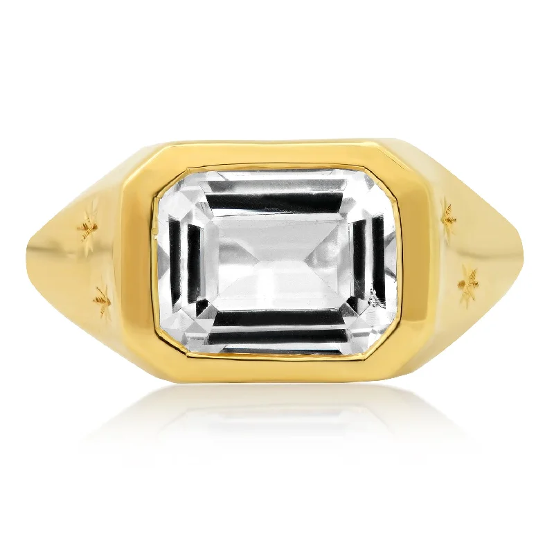 Rings Stone Choices-Emerald Cut White Topaz Galaxy Ring