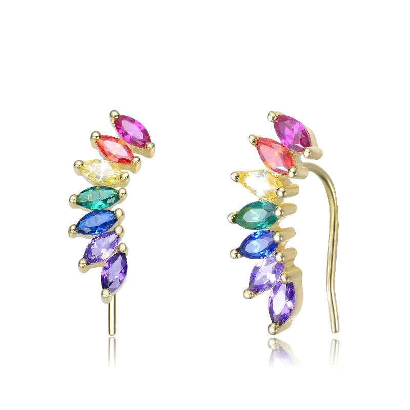 Earrings For Pendant Sets-Arc-en-Ciel Rainbow cuff earrings