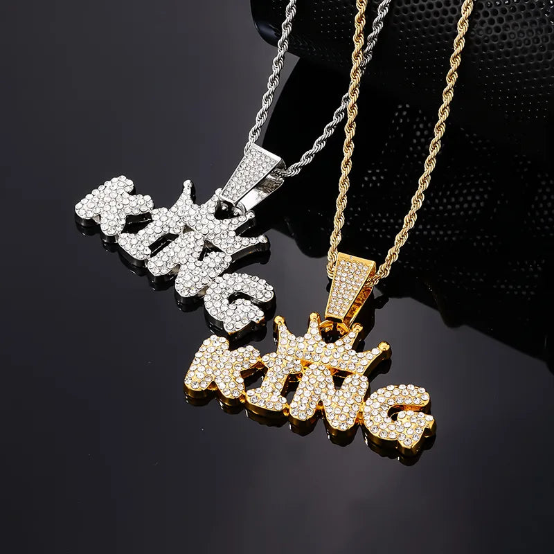 Necklaces With Platinum Glow-Hip-Hop Rock Punk Letter Stainless Steel Alloy Plating Inlay Zircon Gold Plated Silver Plated Men'S Pendant Necklace