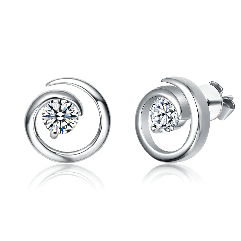 Earrings For Soft Faces-Monique Moissanite Eternity Swirl Earrings