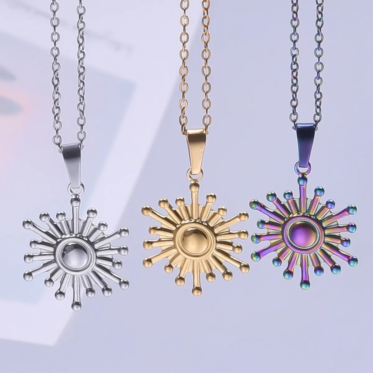 Necklaces Care Rules-Simple Style Classic Style Sun 304 Stainless Steel Plating Women'S Pendant Necklace