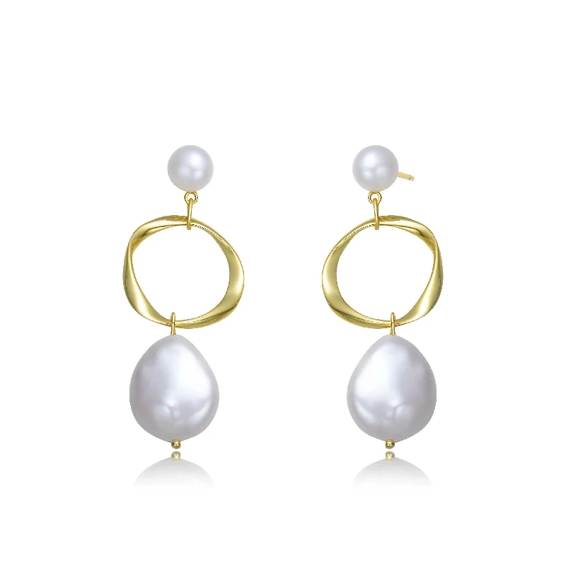 Earrings Stone Guide-Brigitte Central RIbbon Golden Pearl Earrings