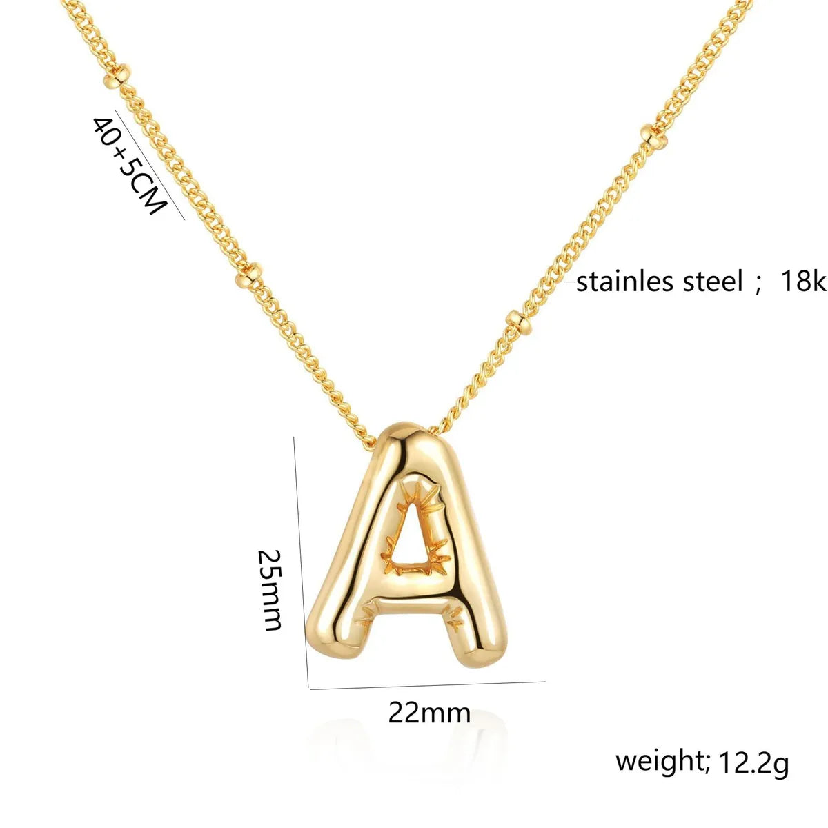 Bead Necklace Letters a-Gold