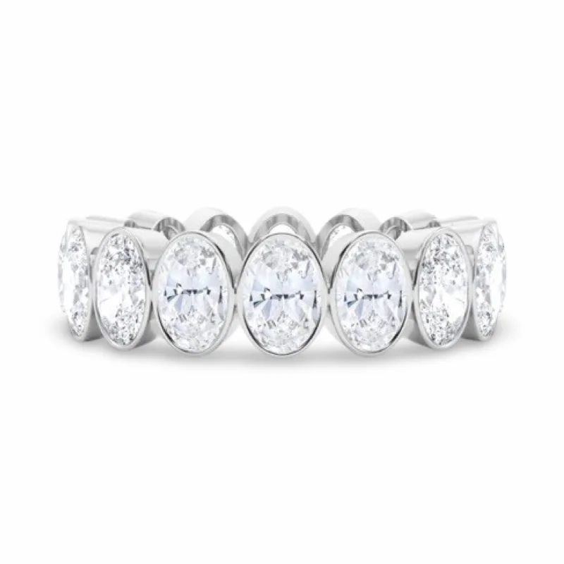 Rings For Wild Looks-Oval Bezel Set Lab Grown Diamond Eternity Band