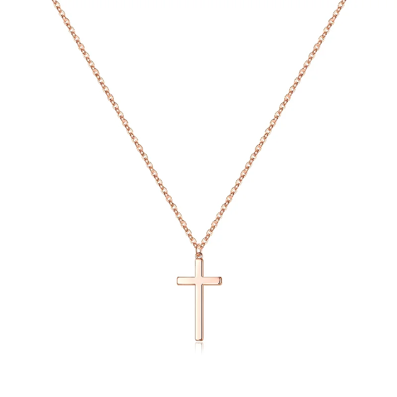 Necklaces For Grandmas-Simple Style Commute Cross Sterling Silver Plating 14k Gold Plated Rose Gold Plated Silver Plated Pendant Necklace