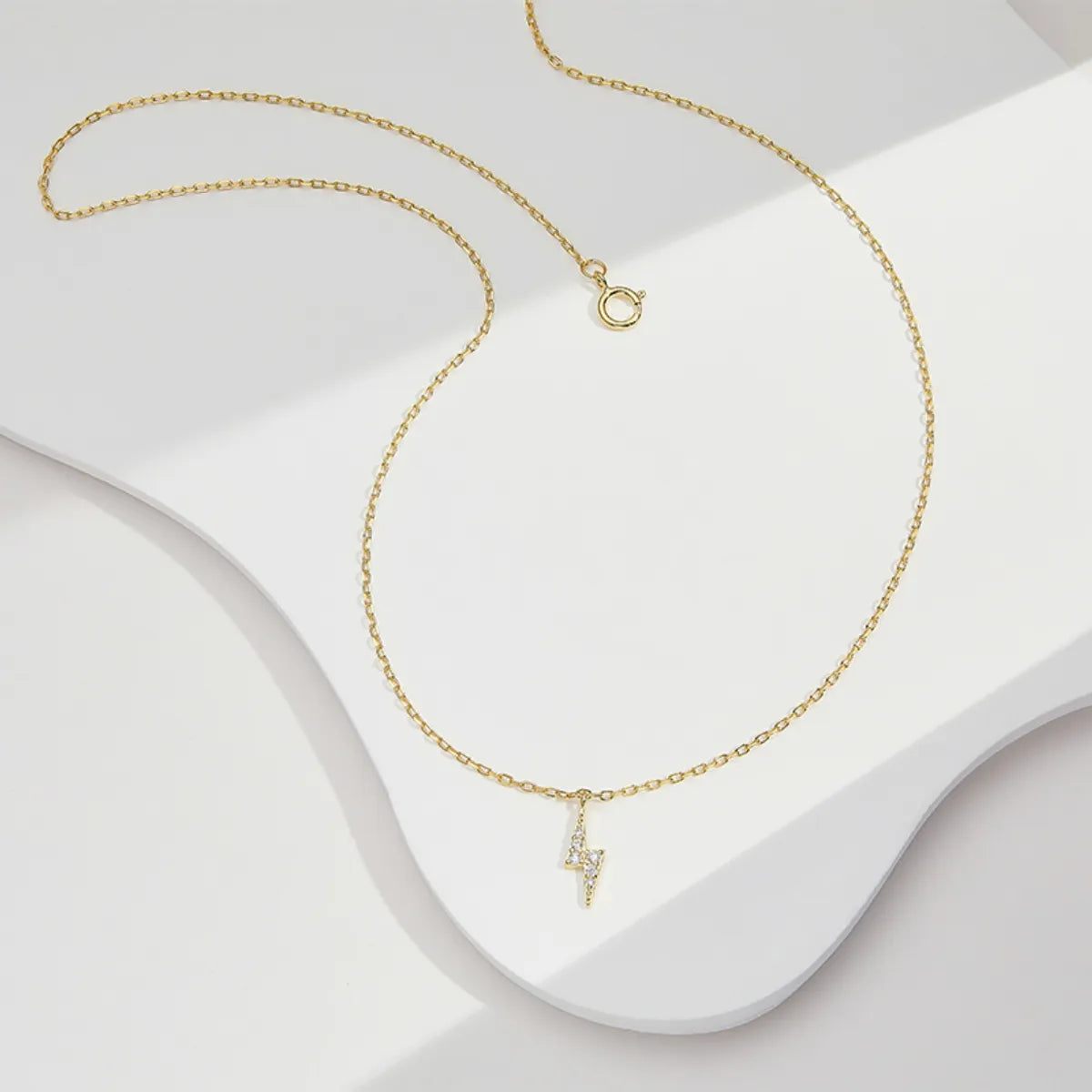 Necklaces For Middle Years-Simple Style Solid Color Sterling Silver Inlay Rhinestones Necklace