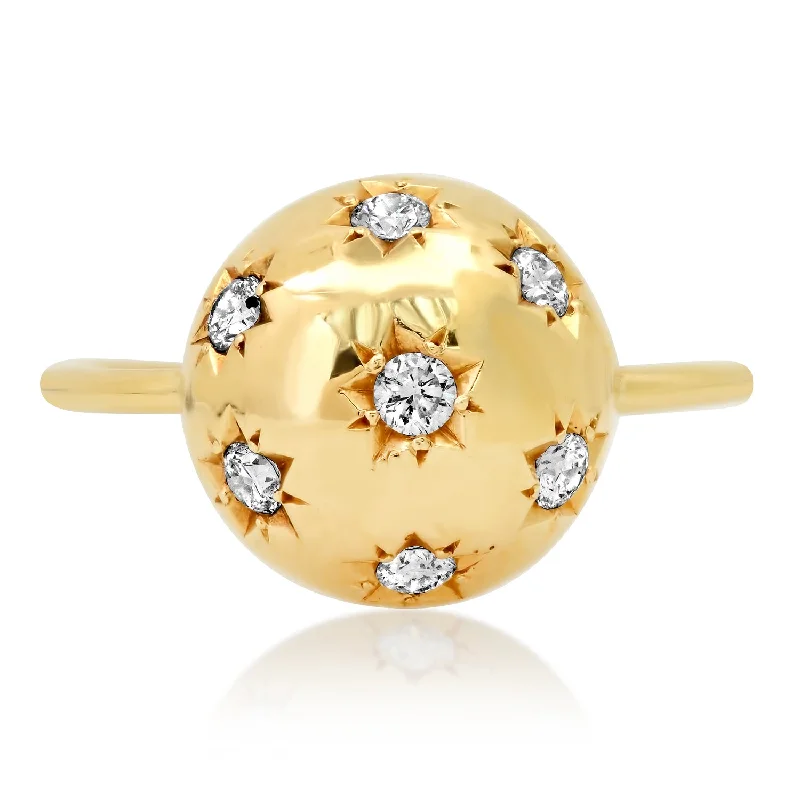 Rings Glint Tips-Diamond Starburst Ball Ring