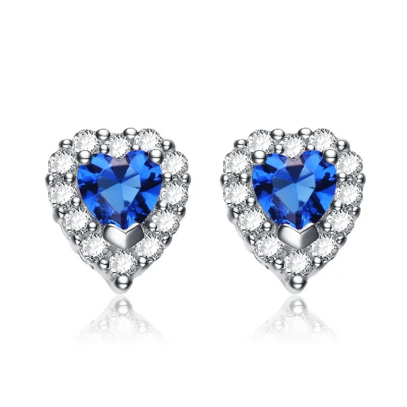 Earrings For Late Nights-Renée Blue Heart Stud Earrings