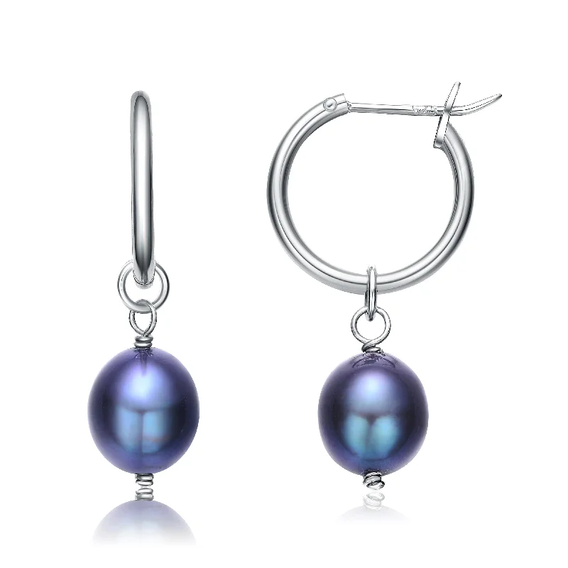 Earrings For Hippie Looks-Emma Blue Pearl Earrings