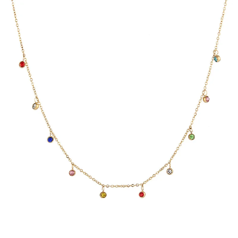 Color Zircon Water Drops Necklace