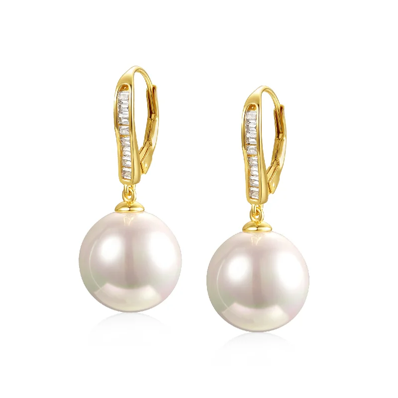 Earrings Cut Guide-Elegant Gold-Plated Sterling Silver Earrings with Freshwater Pearls