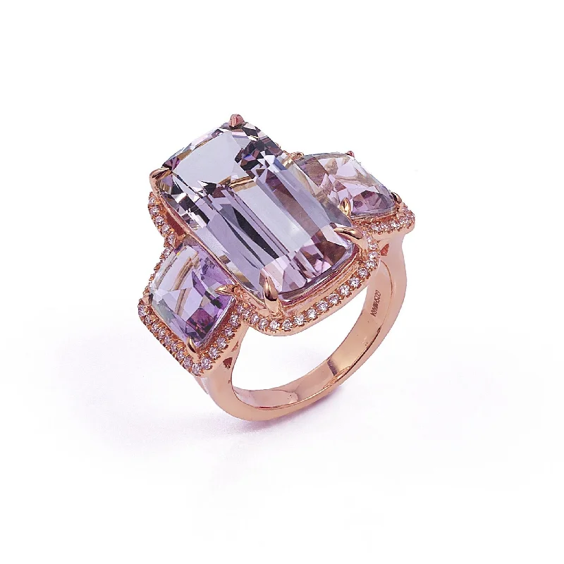 Rings Care Routine-Gossip Lavender Amethyst Cushion Cut Ring with Diamond Frame