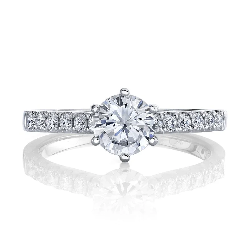 Rings For Bold Necklaces-Solitaire Ring Setting With Diamond Band