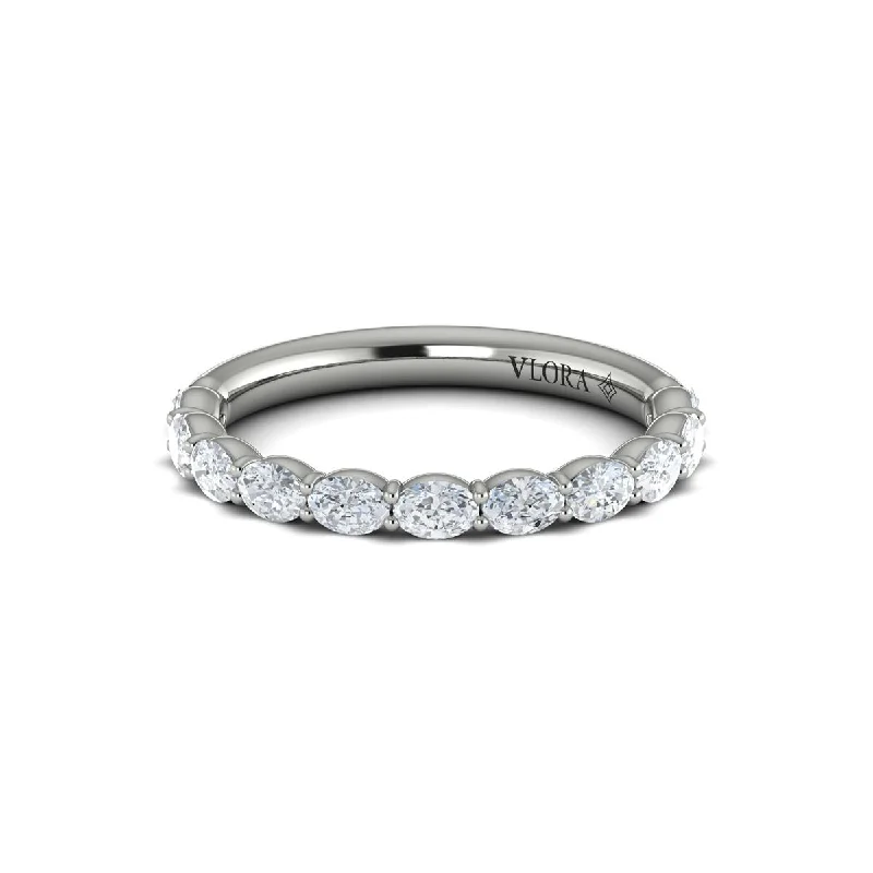 Full Rings For Show-Diamond Oval Band in 14K White Gold